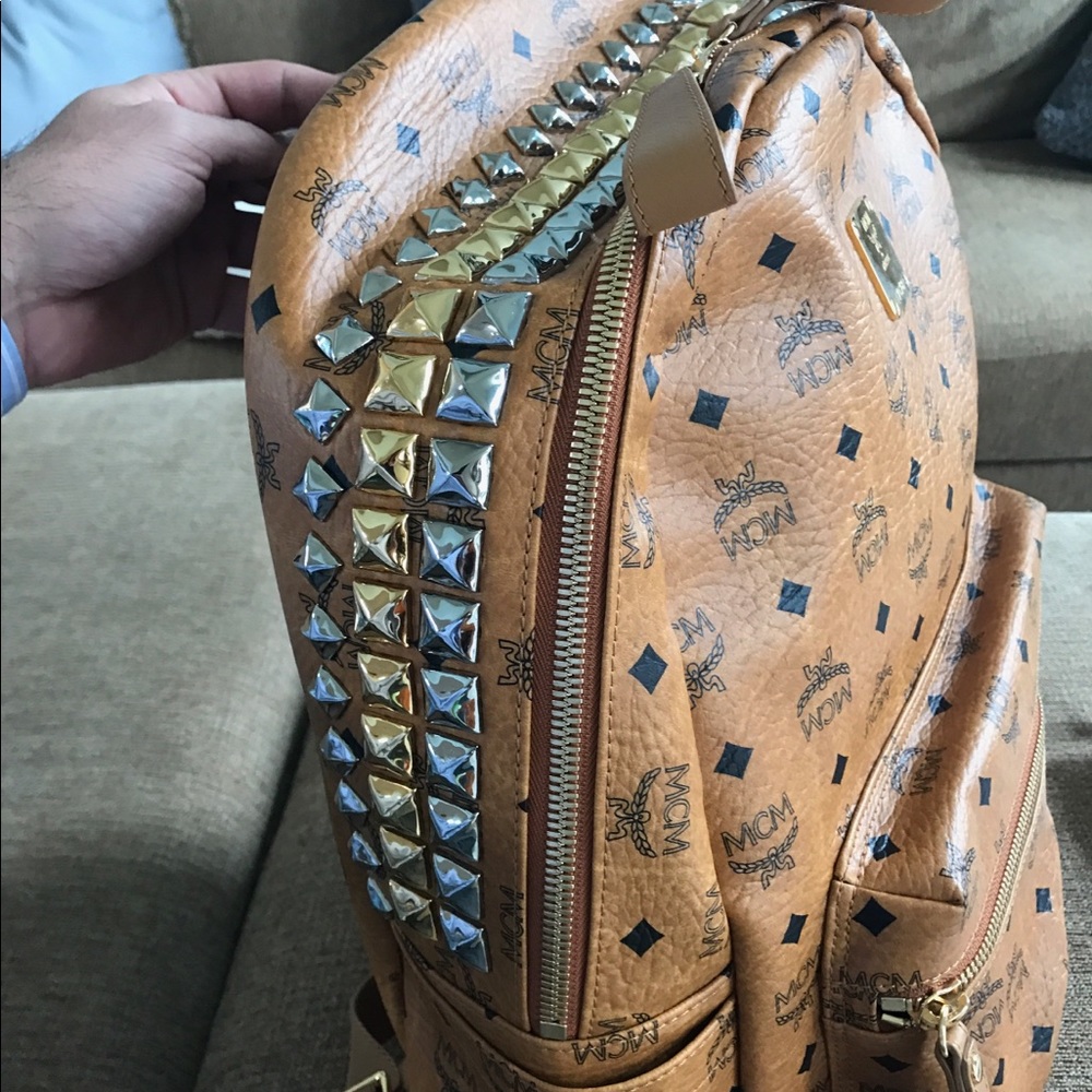 MCM XL Backpack with studs all around.
